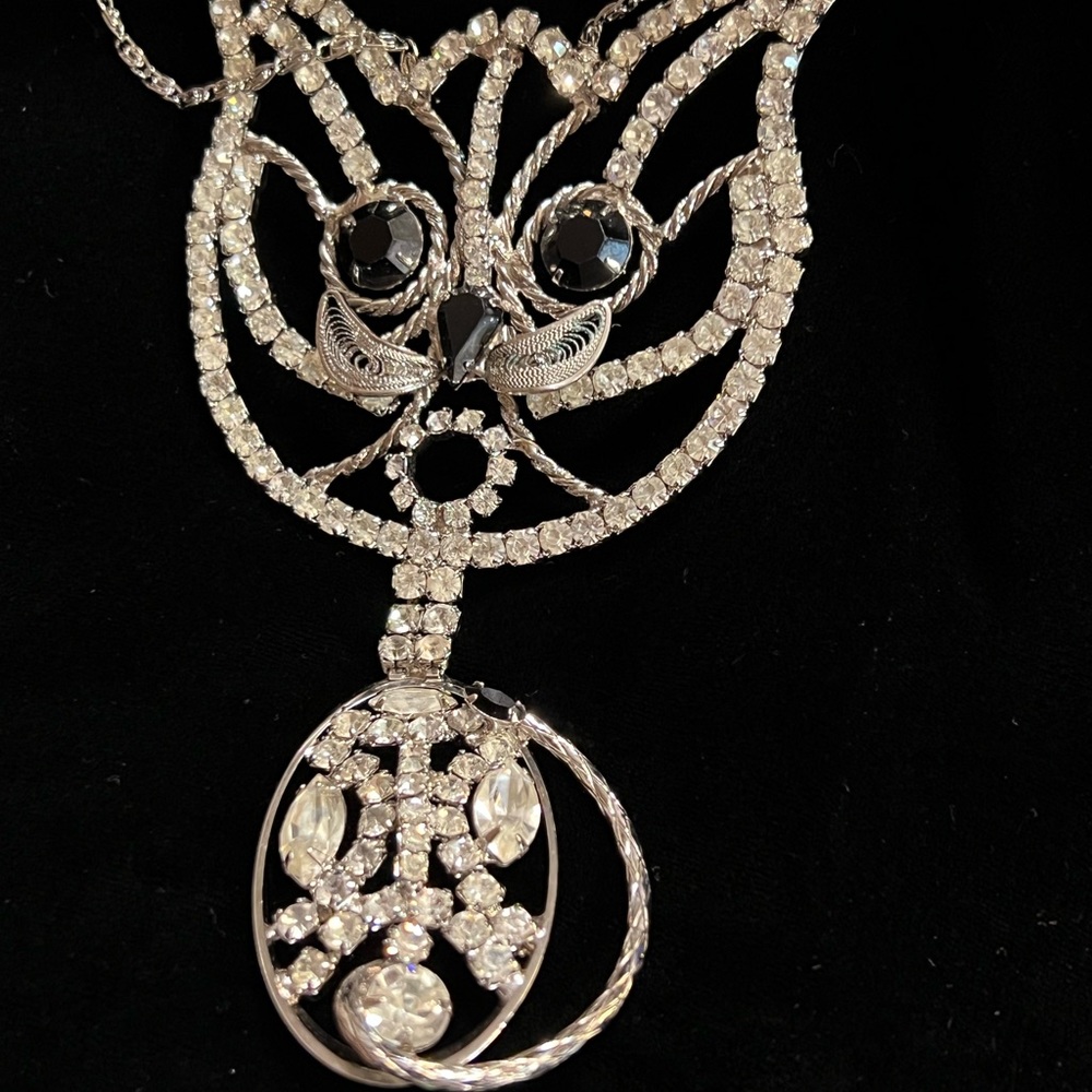Vintage Rhinestone Silver color Cat - Picture 2 of 8